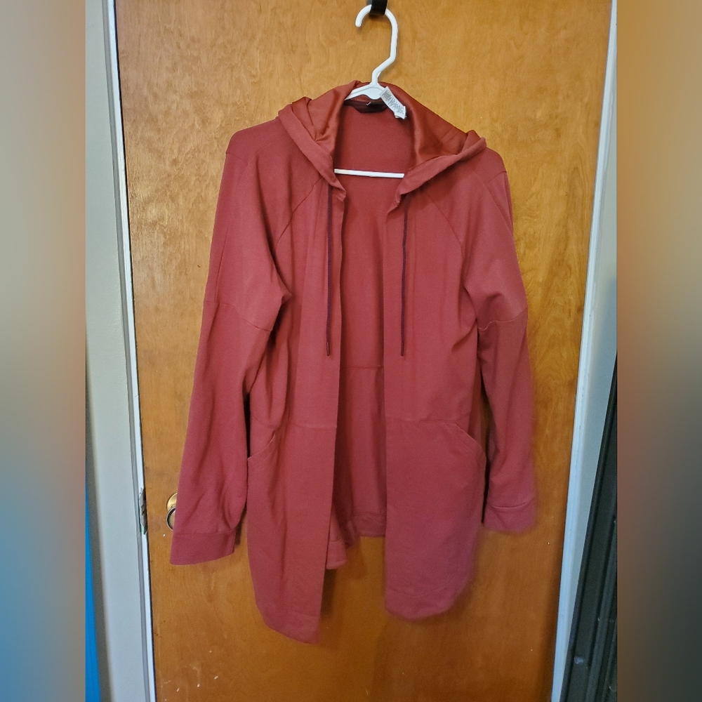Women's Adidas Red Comfort Cover Up Hooded Jacket- Size M